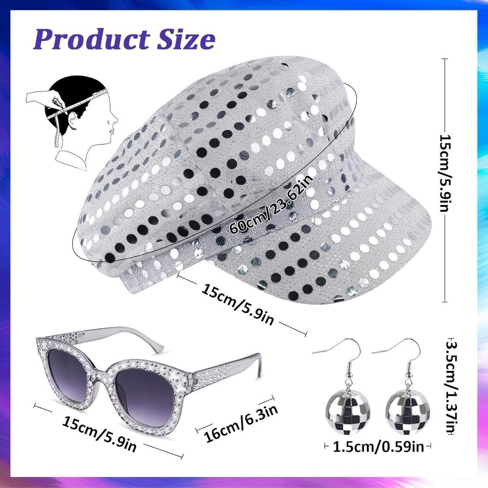 3pcs retro disco accessories set 70s disco costume - Temu display picture 1