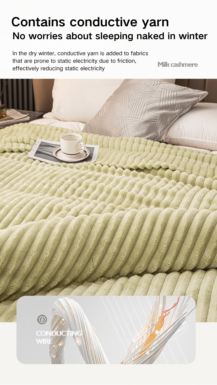 solid color striped blanket flannel blanket warm thick single layer blanket office blanket shawl blanket small blanket details 3