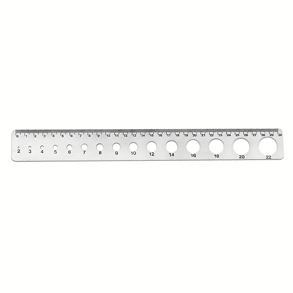 1pc White Round Hole Square Hole Ruler Scale Office Outdoor Student Multifunctional Cave Ruler Diameter Measurement
