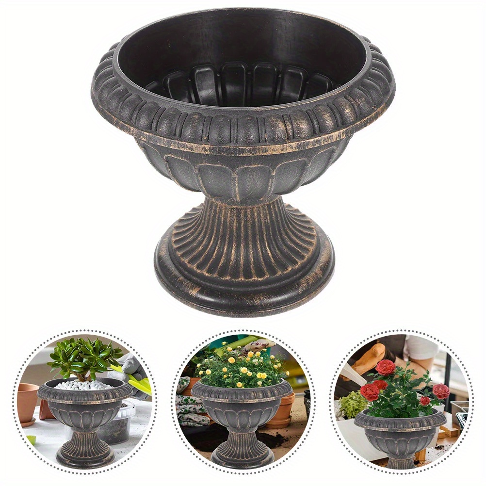 1 Stck Groe Retro Rmische Sule Blumentopf mit Abflusslchern   Langlebiger Kunststoff Vintage Pflanzkbel fr Innen-/Auengarten, Zuhause  & Terrasse Deko, Hngeblumenkasten, Wetterfester Kbel