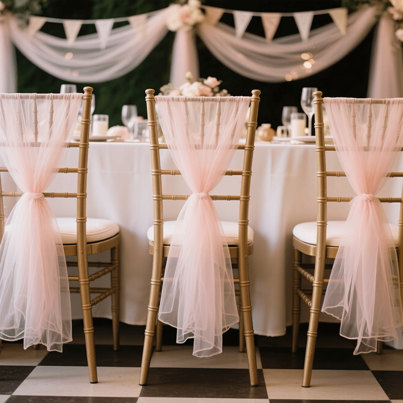 Image of 1pc Lightweight Gauze Table Runner, Made Of Mesh - Used For Table Runners And Chair Back Sashes, Suitable For Wedding Car Sashes, Banquets, Gatherings, Wedding Ceremonies
