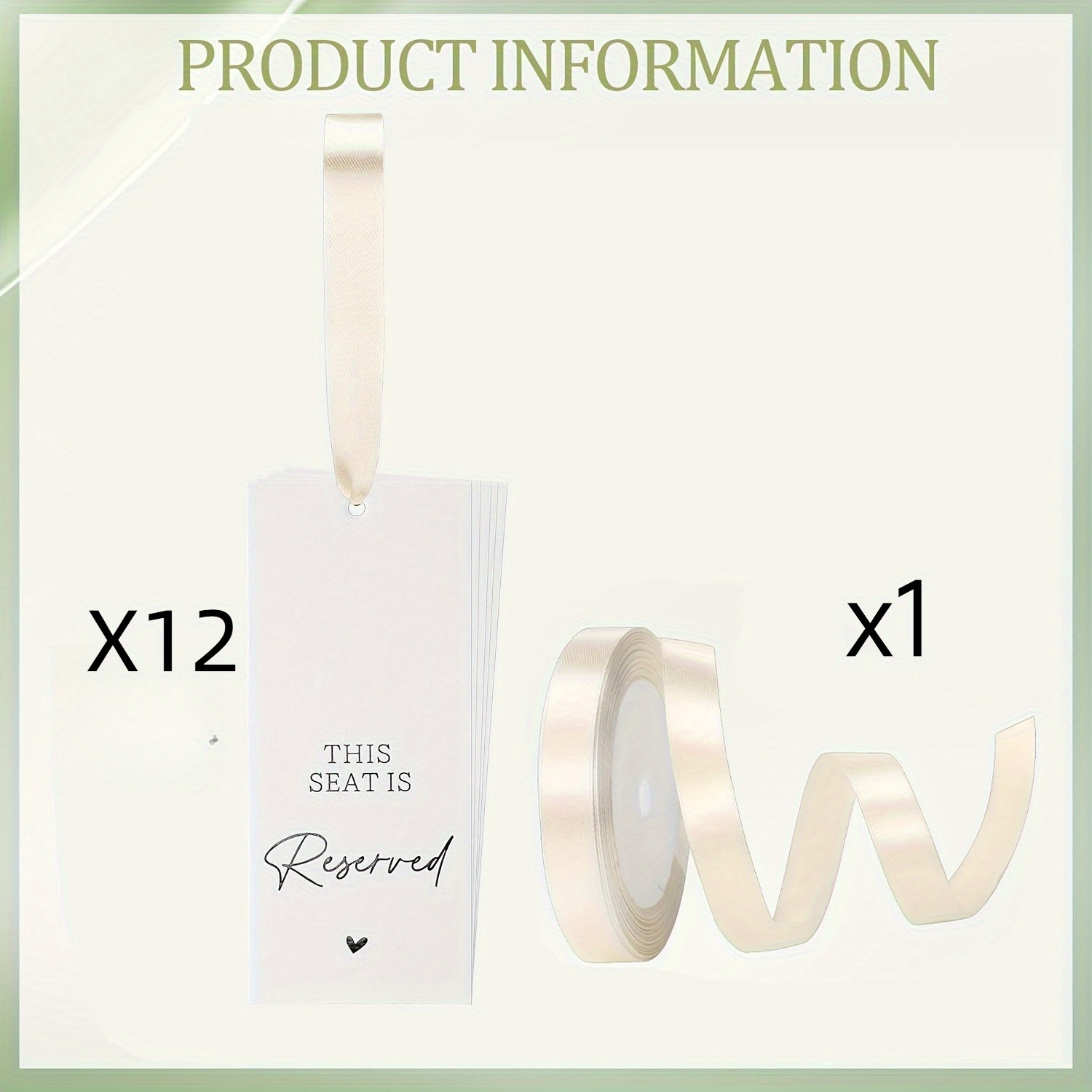E-shop 12/24 Hochzeitsstuhl mit reserviertem Schild und einer Rolle Schleife, Dieser Sitz ist reserviert, geeignet für Zeremonien und