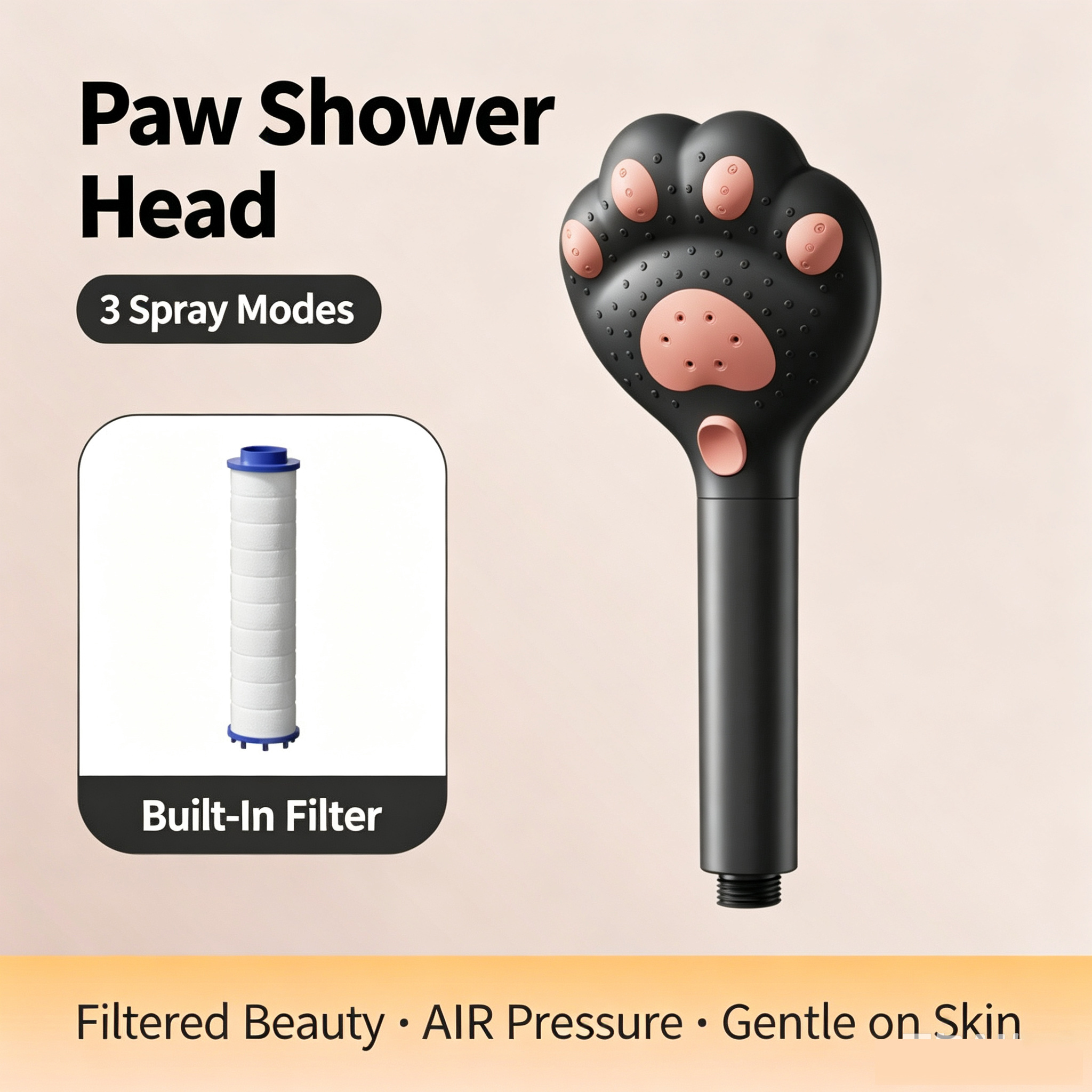 Cute Cat Paw Filter Water Purifying Shower Head