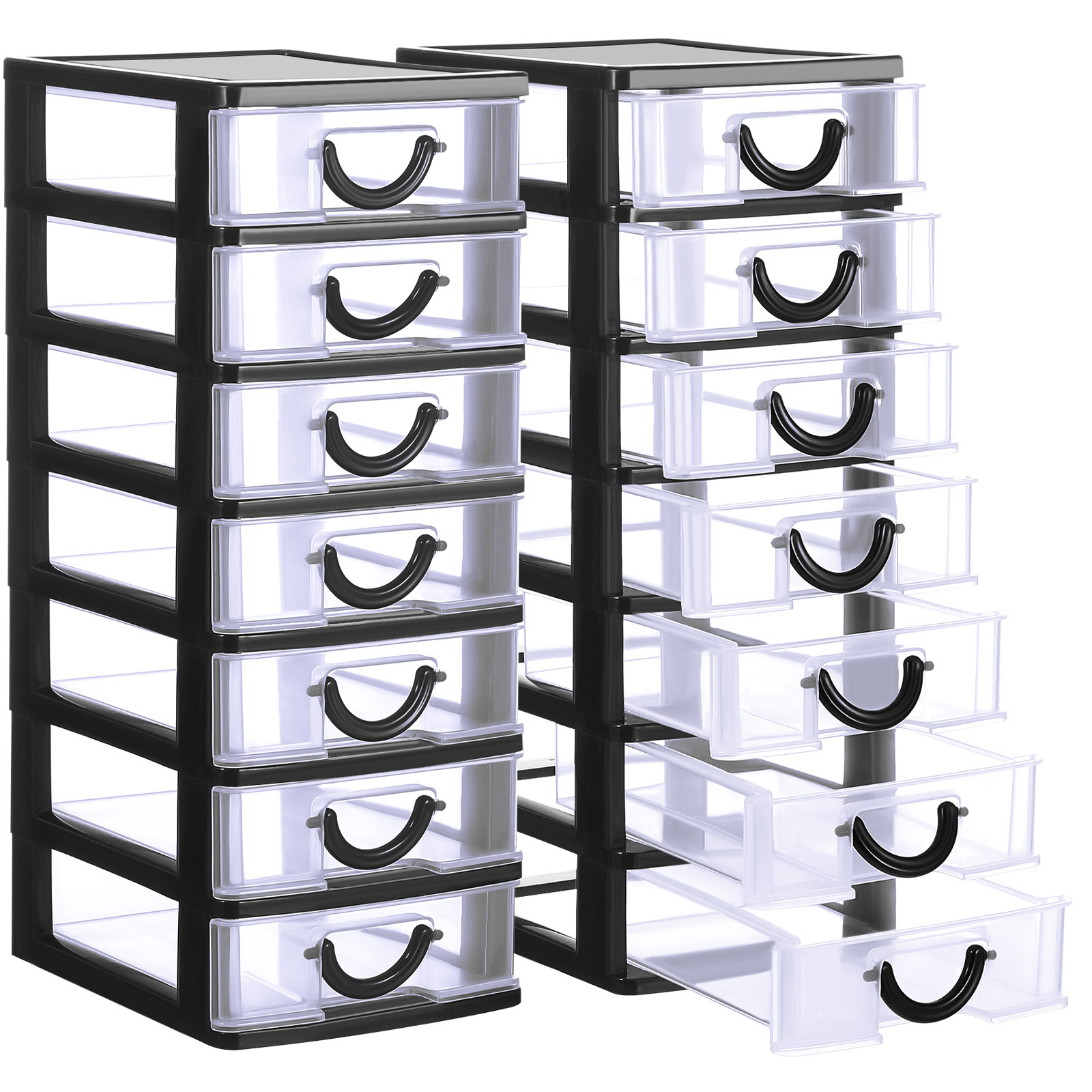 TEMU 2pcs Plastic Drawer Organizer Mini Organizer Stackable Plastic Clear Drawer Storage Box Containers Storage Units For Desktop Classroom Craft 6.7