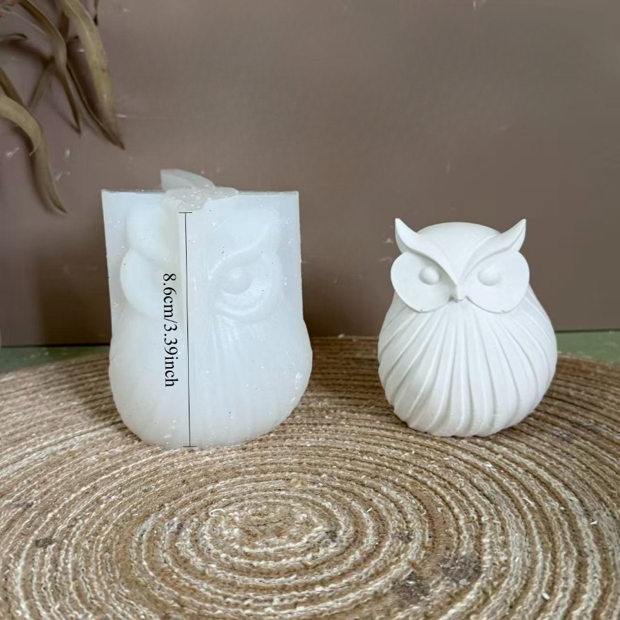Image of Large & Small Owl Silicone Molds Suitable For Candles, Wax, Resin Crafts - Plaster Mold With Detailed Owl, Diy Candle Making, Wax Molds For, Hobbyists, For Home Decoration, Silicone