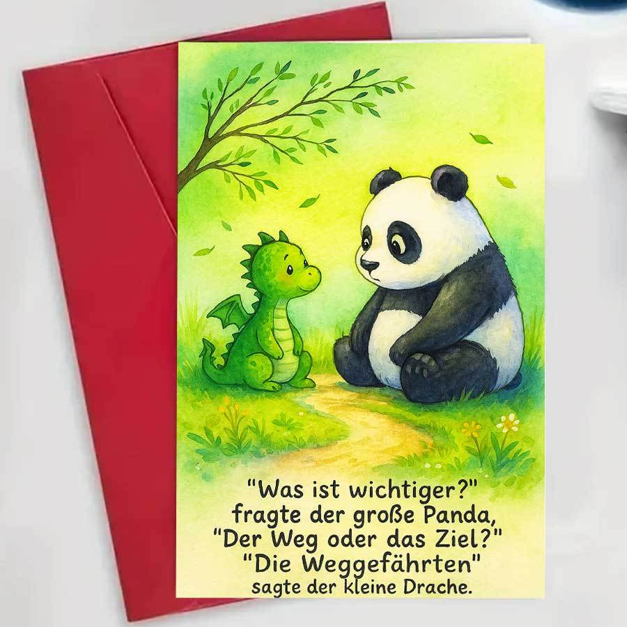 1pccute Panda And Dragon Friendship Card Perfect For Expressing Encouragement And Support Colleagues Or On Special Occasions Or Everyday Momentsenvelope + Card