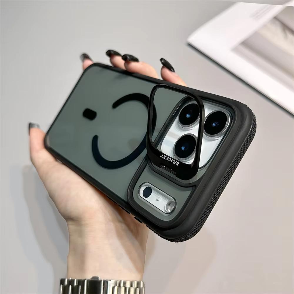 Phone Case: Colorful 4-color Metal Lens Frame Holder Magnetic Charging Phone Case, Suitable For 11/12/13/14/15/16/17 Series And S22/s23/s24/s25/s26 Series