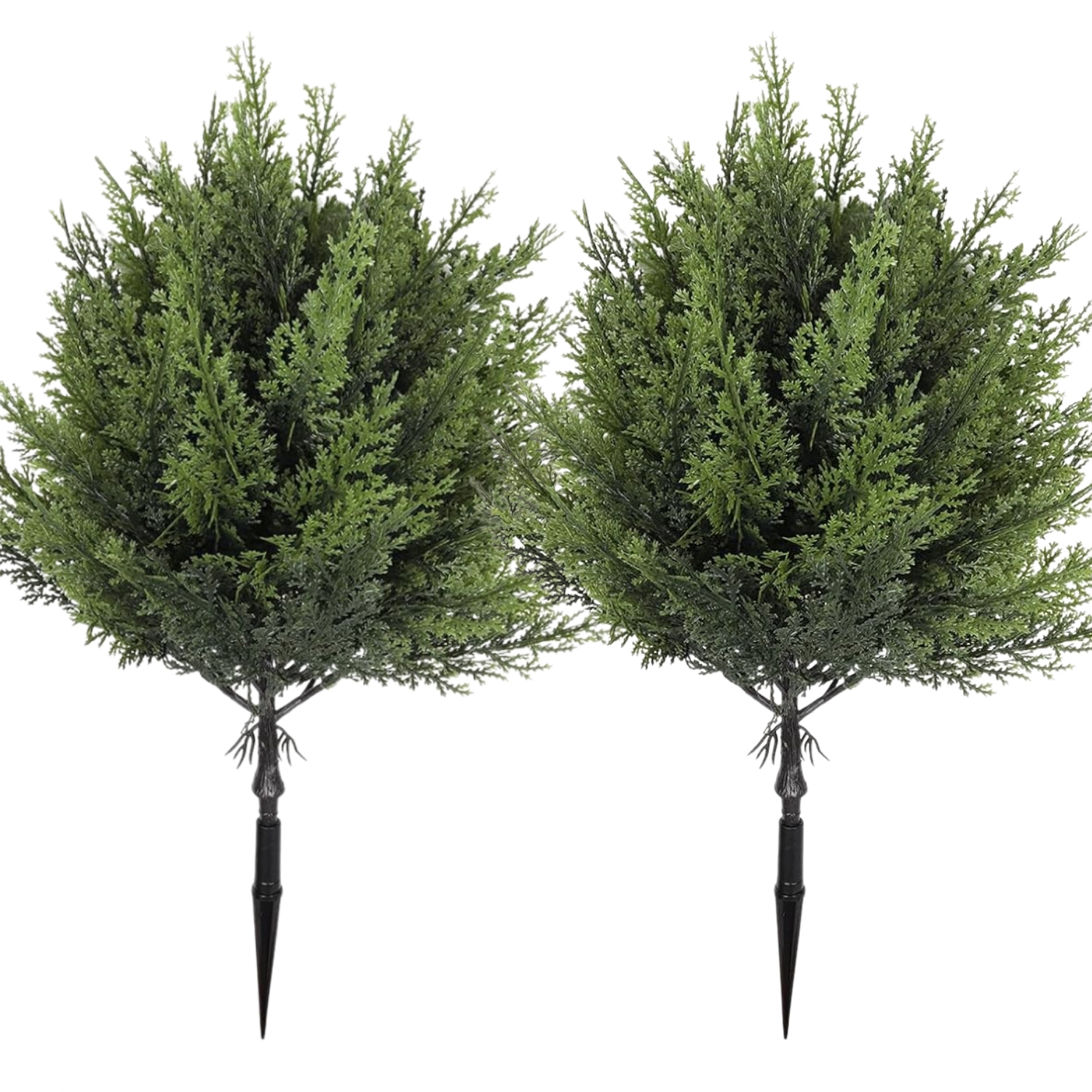 TEMU 2pcs Artificial Cedar Topiary Ball Artificial Faux Shrubs Green | Faux Christmas Trees With Planting Stake Fake Christmas Plants Outdoor Plants
