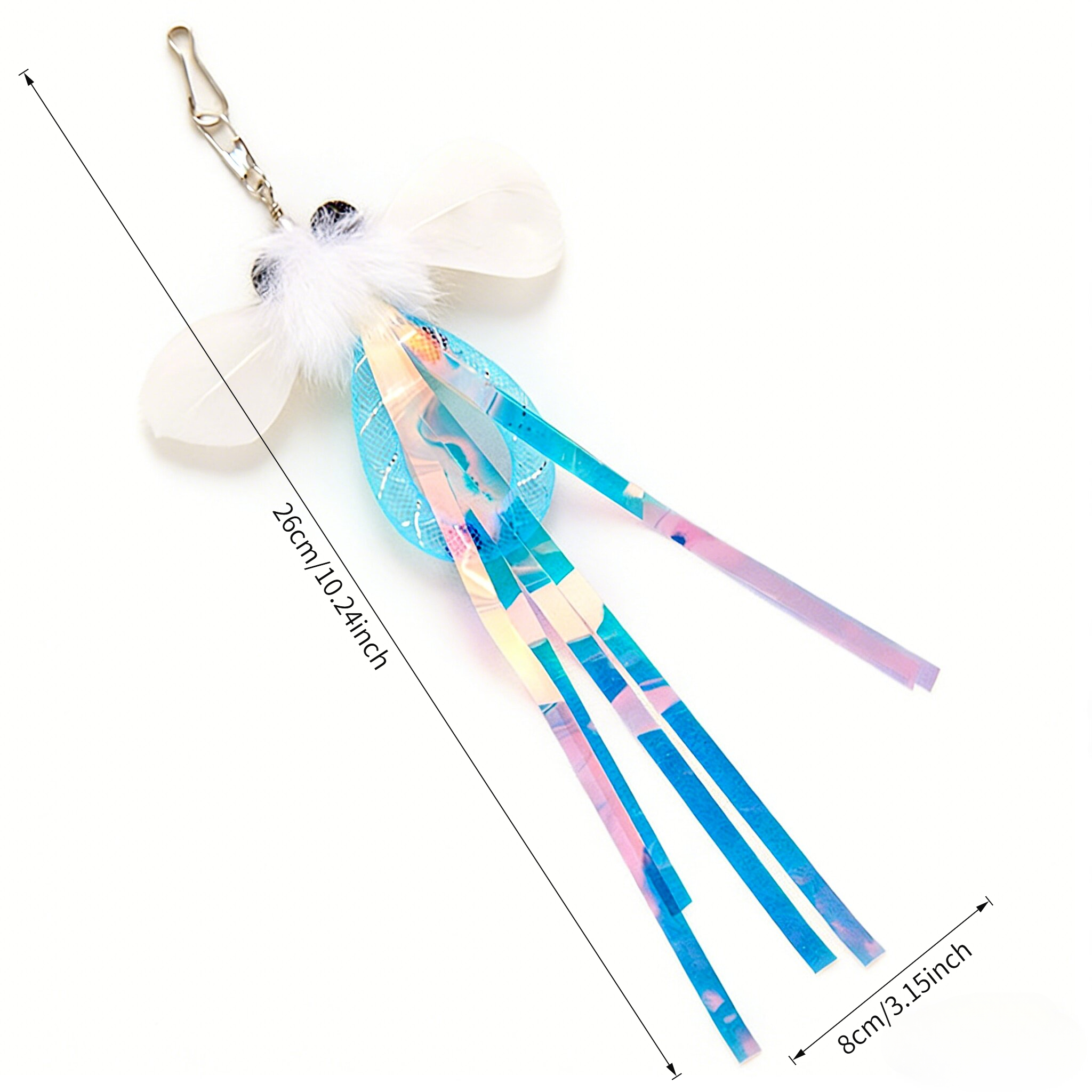Feather Cat Teaser Wand Replacement Heads with Tassel & Peacock Feathers