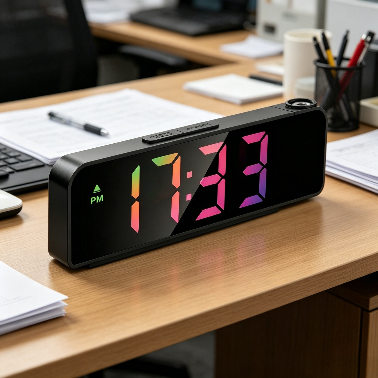 TEMU Projection Alarm Clock, 180-degree Rotatable Projector, 7.9' Large Display, Led Digital Clock With Of Brightness, , , Temperature, Clock For
