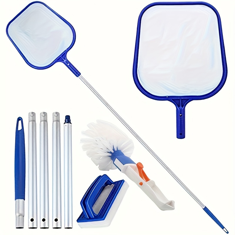 TEMU 3pcs Swimming Pool Cleaning Tool Set Includes 5 Aluminum Pole Skimmers And A Pool Brush. Suitable For Professional Cleaning Tools Such And Spa