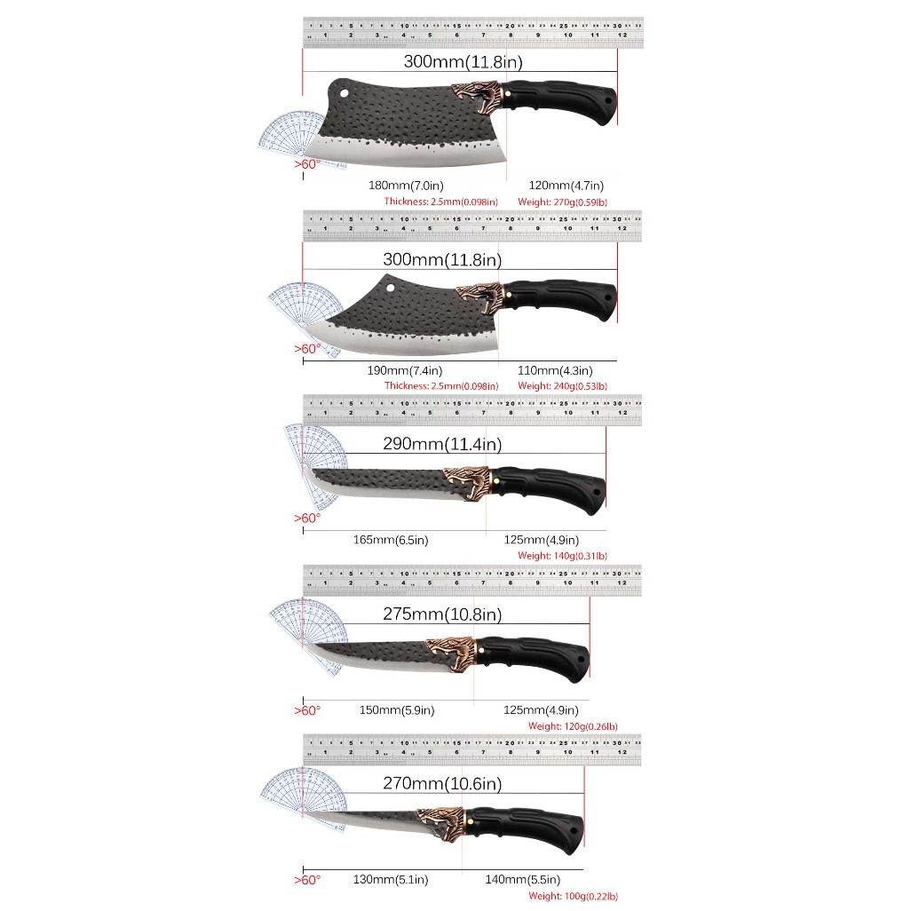 8pcs Stainless Steel Handmade Forged Chef Knife Professional Kitchen Multipurpose Knife Utility Knife Boning Knife Fish Knife Unique Knives Cutting Knife Vegetable Chopper for Kitchen Convenience Gifts for Men