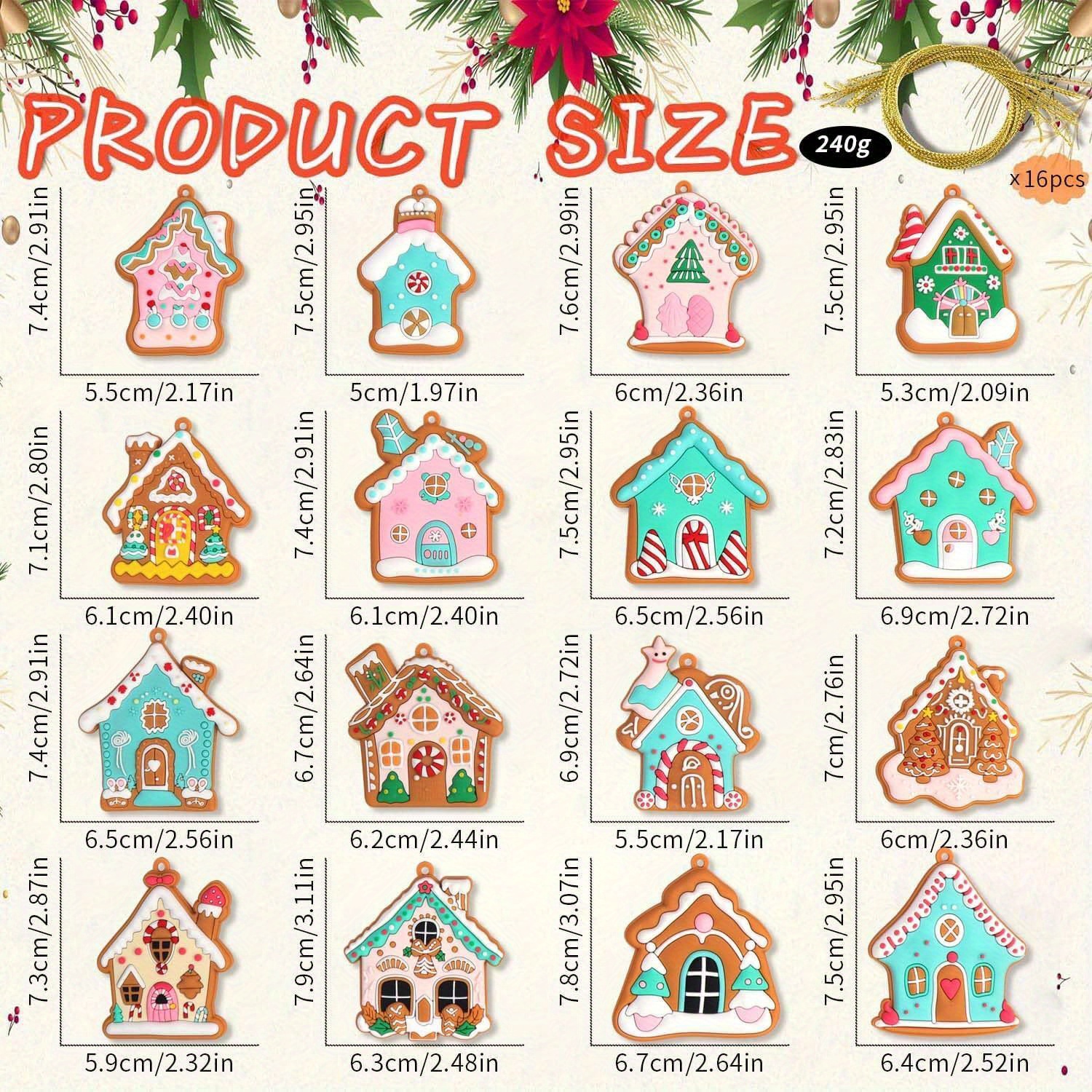 TEMU 16pcs Of Gingerbread Wooden Christmas Decoration Gingerbread House Decoration Christmas Tree Decoration Gingerbread House Christmas Decoration