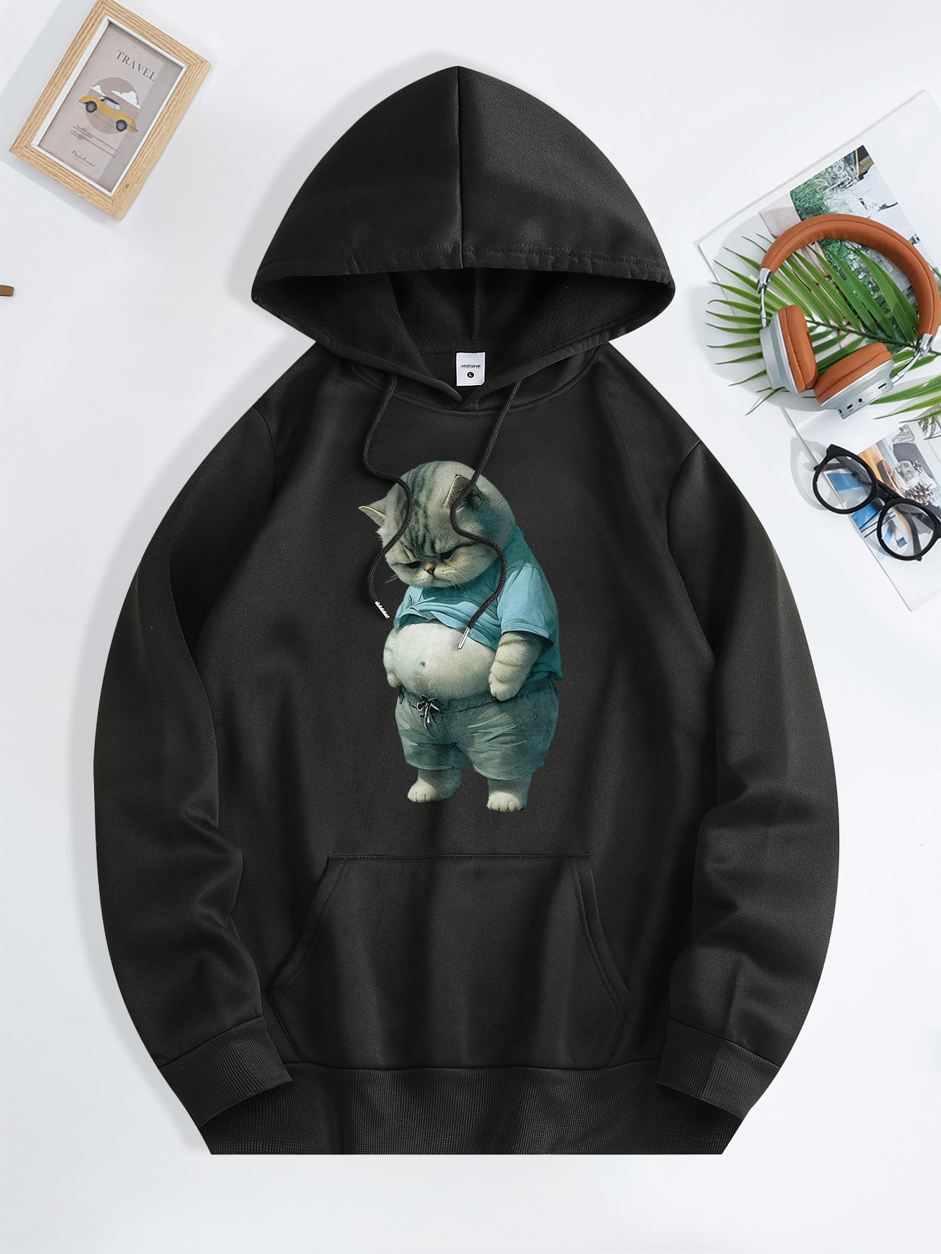Sweat à Capuche Homme Oversize - Drapeau Français, Hiver Épais, Poches, Style Hip Hop Décontracté