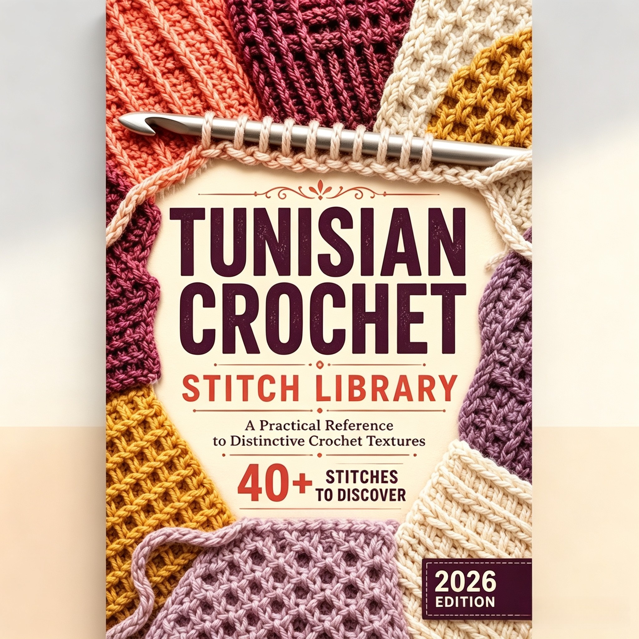 TEMU Manuale e libro tutorial con di modelli per maglia all'uncinetto tunisina, 40+ all'uncinetto distintive, guida di riferimento per principianti e