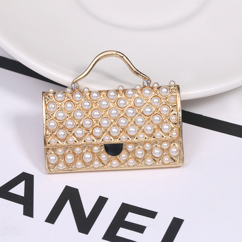 elegant enamel bag shaped brooch pin unique korean fashion accessory for womens suits dresses   details 2