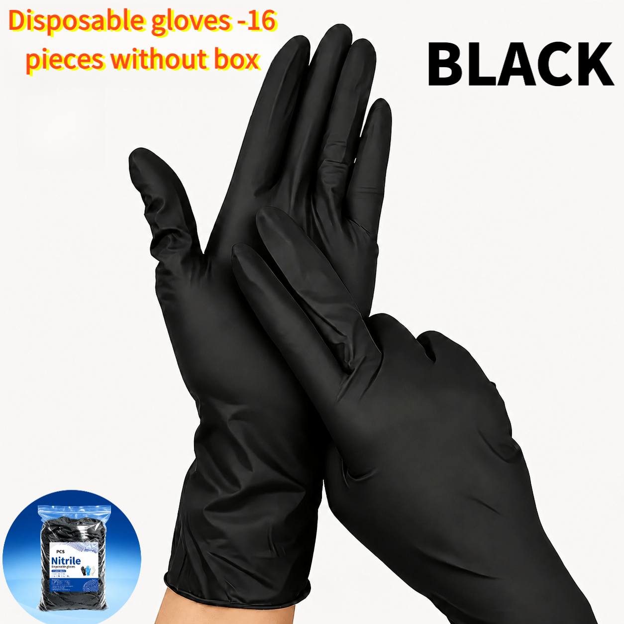 TEMU Black Disposable Nitrile Gloves, Soft And Fitted To Hand, Suitable For Kitchen Washing And Bathroom Care, Easily Handling Dirt, Compact