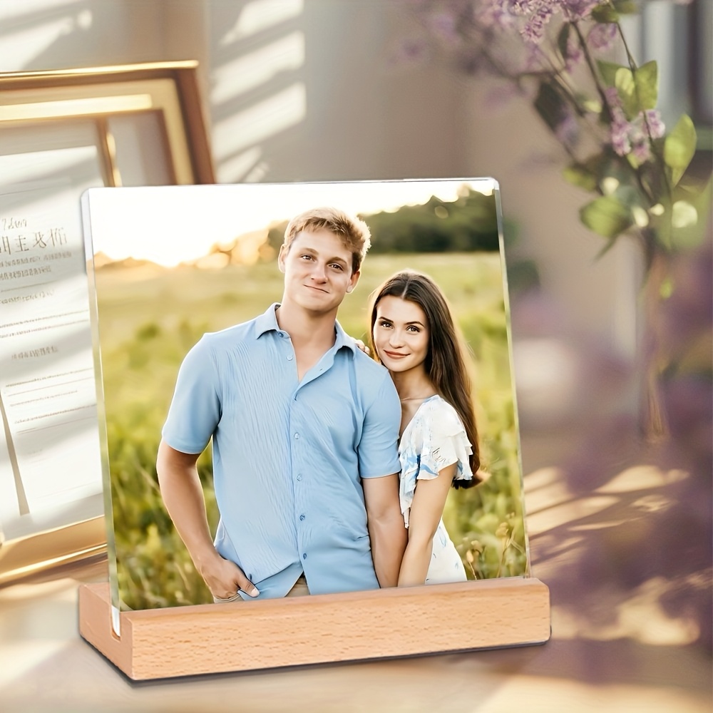TEMU Placa fotográfica acrílica 2D nueva personalizada con de madera - 1 pieza, regalo de imagen personalizada para decoración del hogar u oficina,