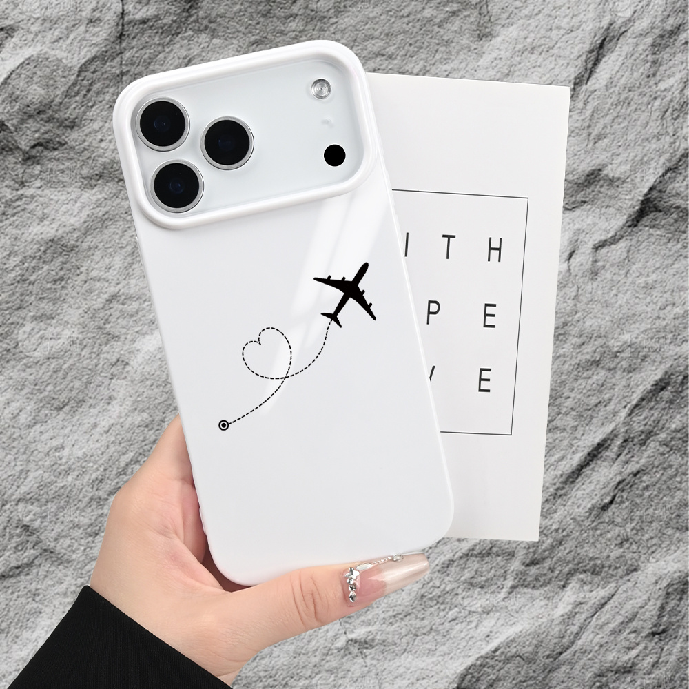 TEMU Phone Case: Airplane Heart Pattern Phone Case, Yellowing-resistant And Wear-resistant | Scratch-resistant | Wholesale Phone Cases - Uv 2d
