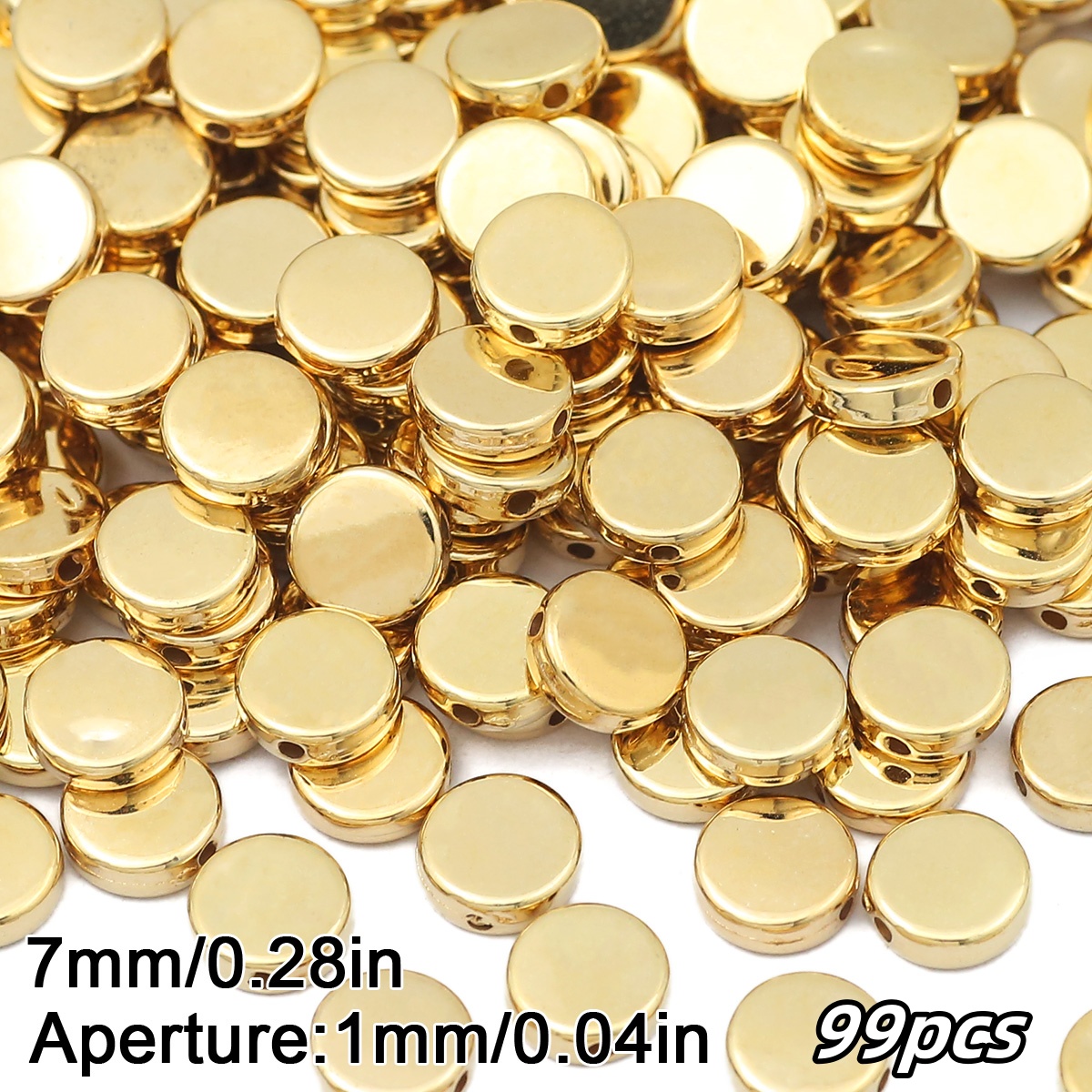 TEMU 7mm Non-fading Glossy Round Flat Beads, Decorative Beads For , Suitable For Bracelet And Necklace Making, Earring Pendants, Ancient Style Hair