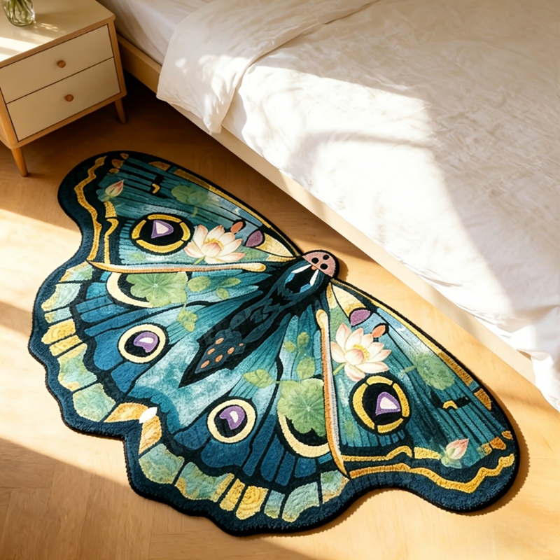 TEMU Luxury Suitable For Living Room, Bedroom, Entryway - Irregular Shaped Sky Blue Watercolor For Lotus & Rug, Machine Washable Soft With Modern ,