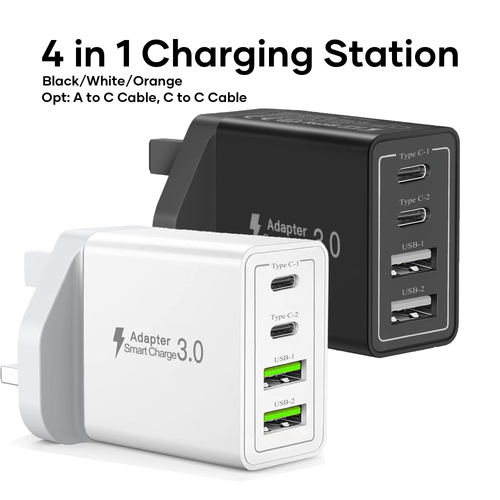 2a2c 4 ports british plug usb charger 4 port usb a c fast charger 5v2a wall charger multi usb power adapter fast charging for iphone for phones phone camera mp3 etc