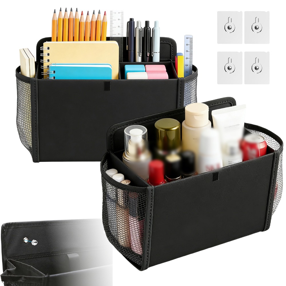 Image of 2pcs No Drill Self-adhesive Rv Hanging Shelf, Portable Door Organizer Large Pockets, Foldable Storage Bag, Space Saving For Camping