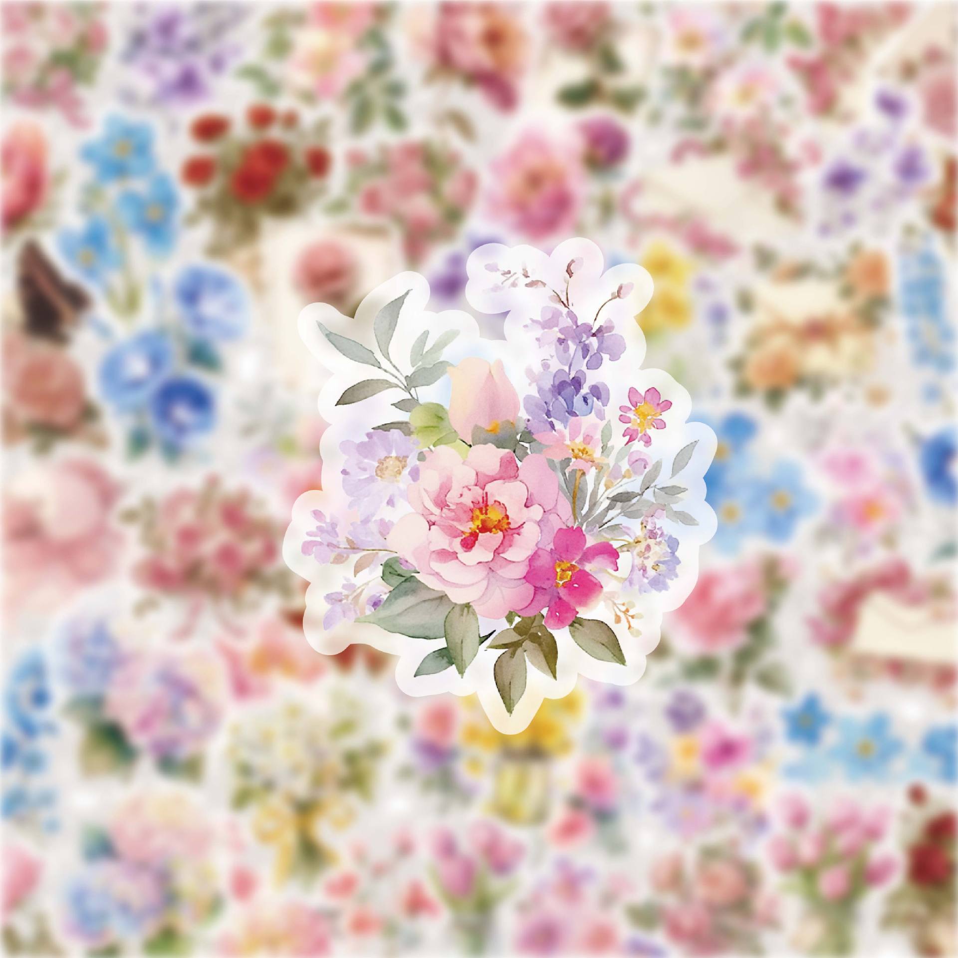 62 Floral Stickers, Ins-style Romantic Flower And Plant Decals For Journals, Phones, Luggage, And Laptops