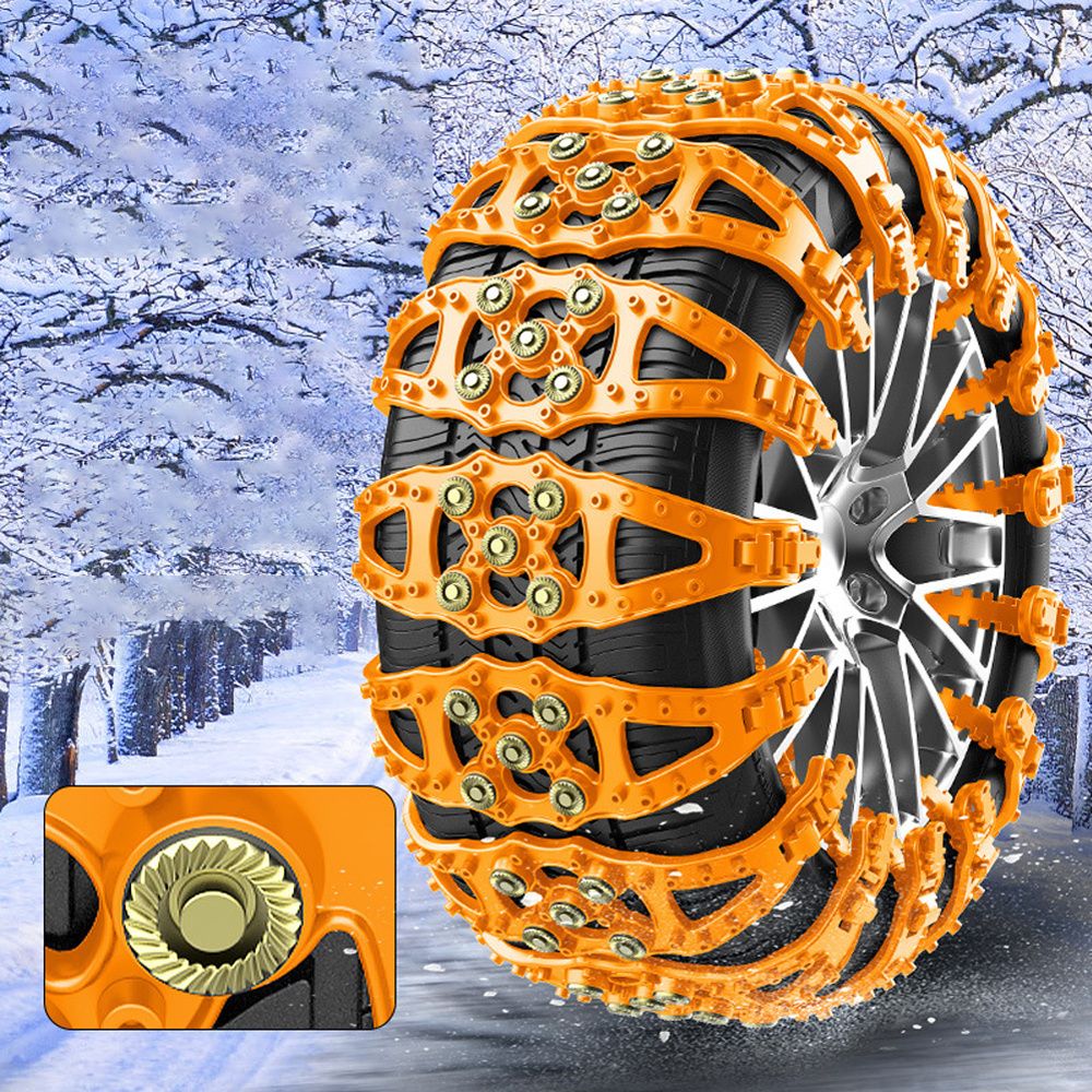 Image of 12 Pack Steel Tire Chains, Car Snow Chains, Winter Tire For Snow Chains, Winter Tyre Chains With Triangular Structure For 165-275mm Snowy/ Muddy/ Road, Reusable, Multi-functional Tire Chains