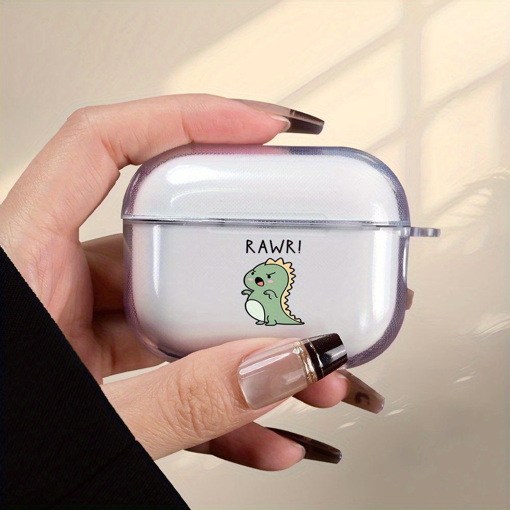 E-shop Transparente Kopfhörerhülle - Cartoon Wütender Dinosaurier Design Muster, Geeignet für iPhone für Airpods 4/für Airpods 3/für /für Airpods PRO