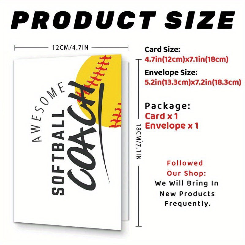TEMU 1pc Softball Thank You Card With - Appreciation Gift, End Of Season Or Birthday - For Softball , Teams, Players - Awesome Softball Design,