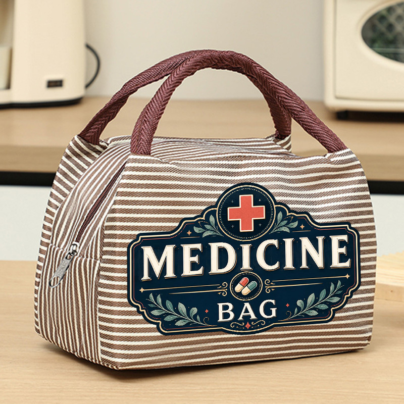 TEMU Borsa Tote a Righe Vintage MEDICINE BAG per Donna, Organizer da Viaggio e Custodia per Laptop, Portatile per Lavoro, Viaggi e Organizzazione