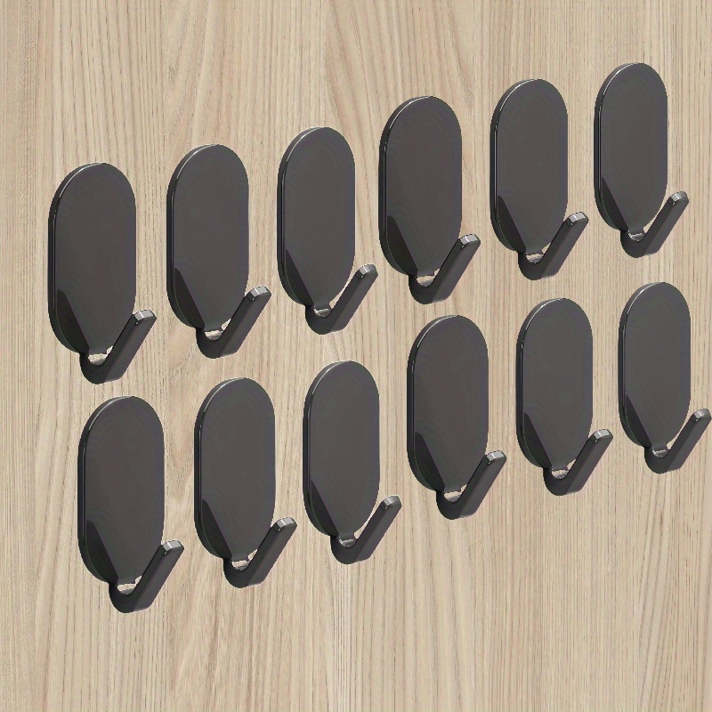 TEMU 6/ 12pcs Heavy-duty Adhesive Hooks - No Drilling Required, Perfect For Bathrooms And Toilets, Multifunctional Wall-mounted Hangers, Modern
