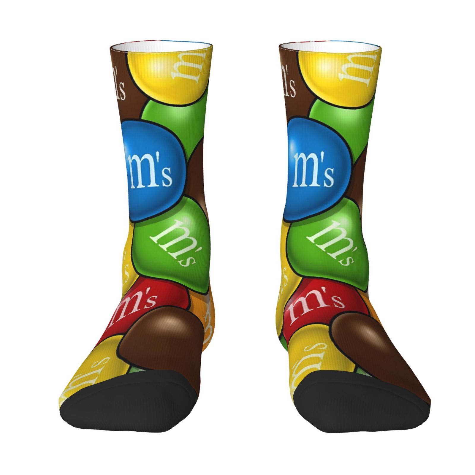 TEMU 1 Pair Colorful Sugar-coated Chocolate Style Nostalgic Seamless Printed Polyester Socks