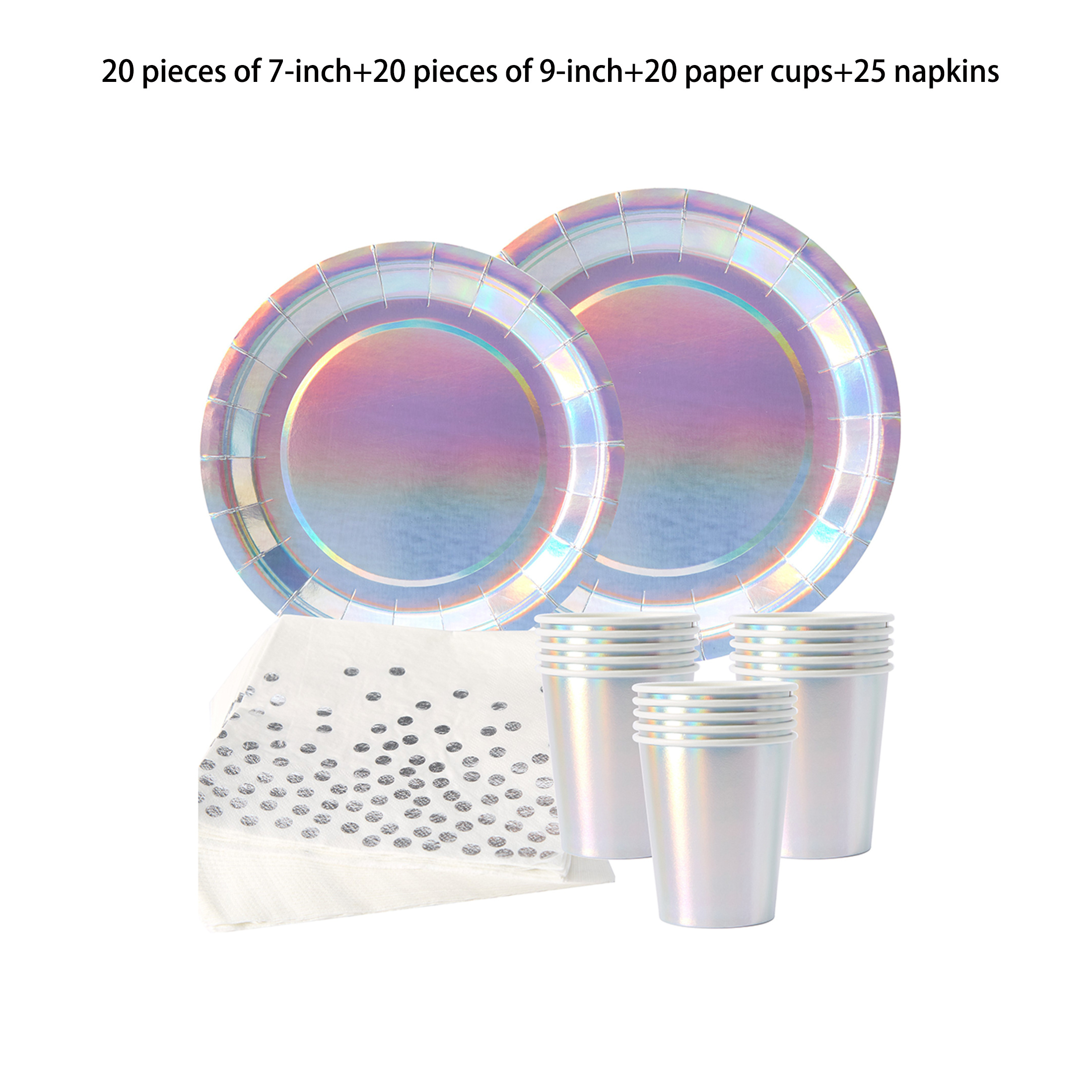 Image of 85pcs, Laser Silvery Disposable Meal Tray Napkin Cup, Laser Silvery Themed Party Tableware Supplies Set, Suitable For 25 Guests, Disposable Paper Tray Party Tableware Suitable For Birthday Picnic