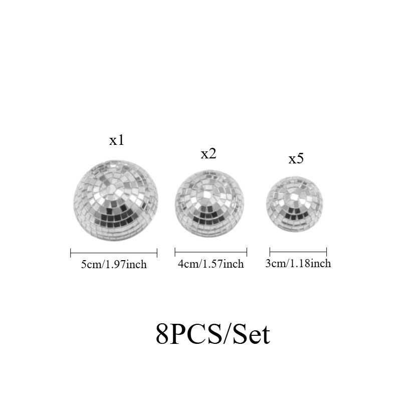 TEMU Set di decorazioni da parete a forma di emisfera disco autoadesive, 8 pezzi, adesivi per palloncini a specchio da 15/10/5 cm, ideali per Natale,