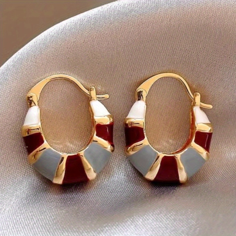 E-shop Elegante U-förmige Ohrringe in Rot, Blau und Weißem Emaille, für Damen, die tägliche Veranstaltungen, , Partys oder Festivals besuchen