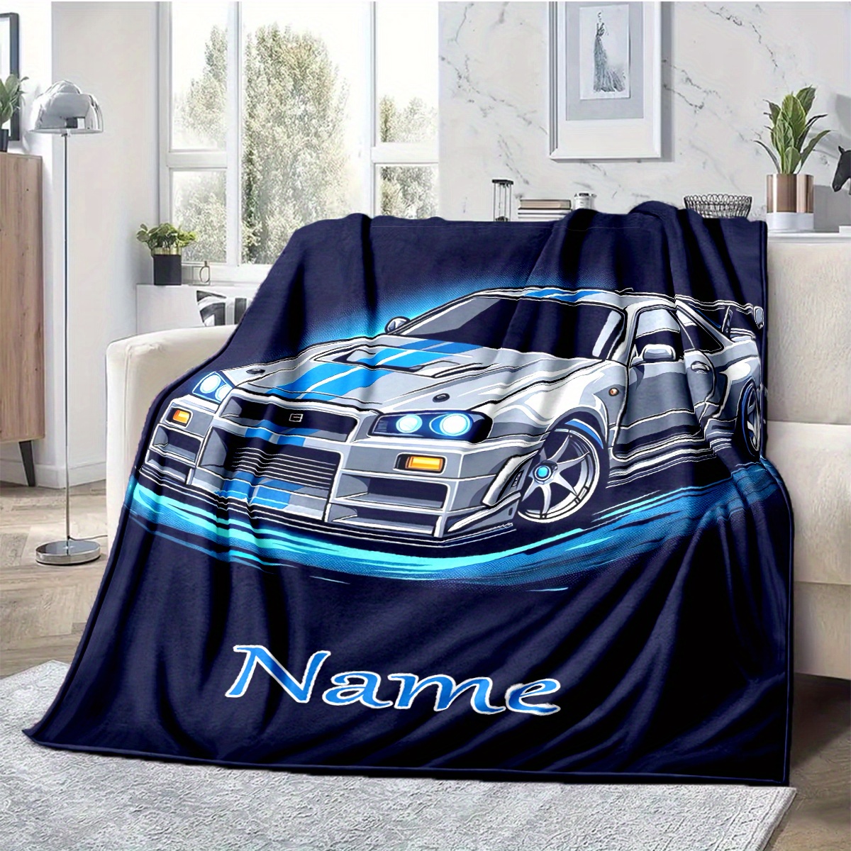 

Customizable Flannel Blanket, Soft Polyester Knit, , Cozy Throw, With Personalized Name, For Napping, Camping, Travel, Style, , Blanket | Car Enthusiast Gift | Custom Cozy Blanket