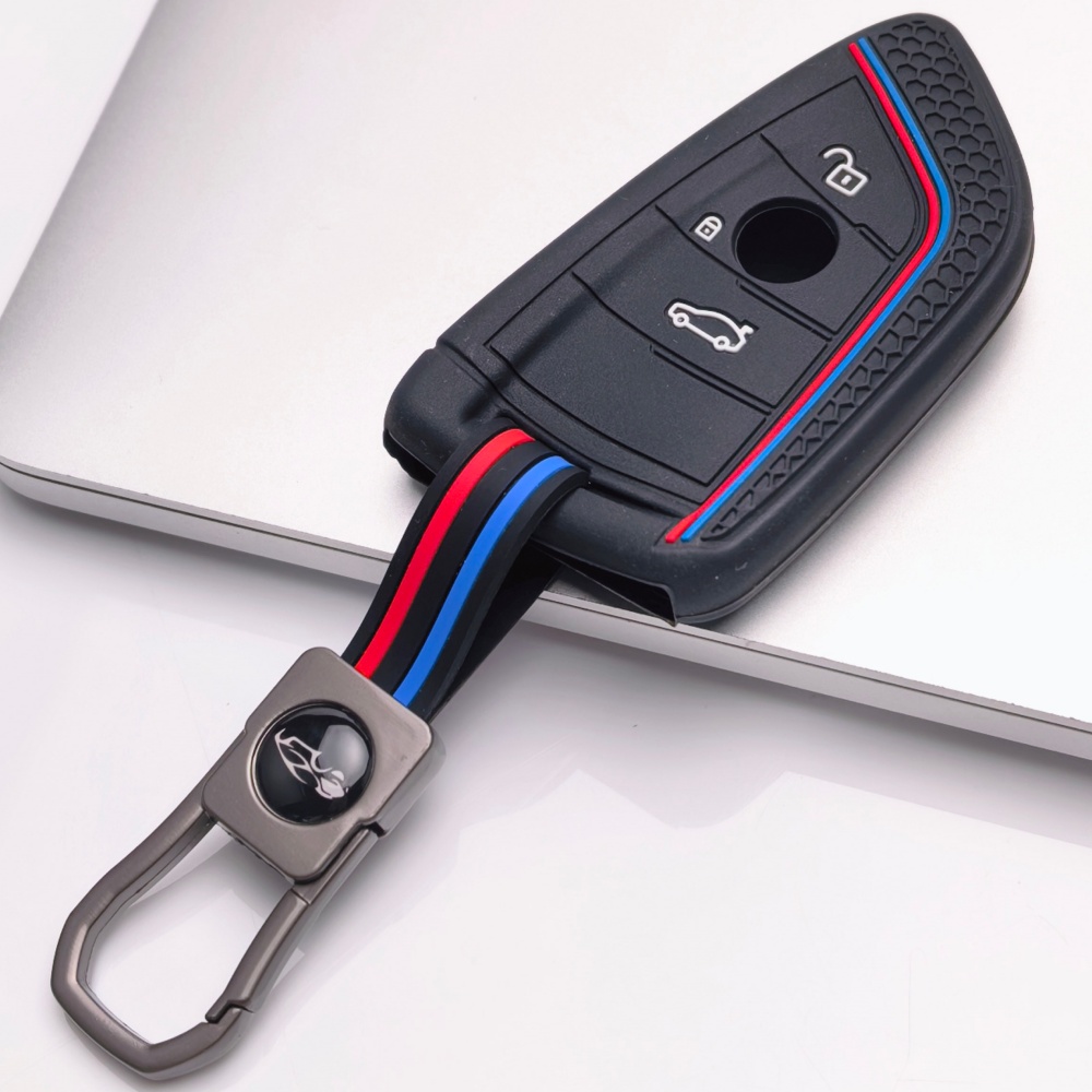 TEMU Siliconen Sleutelhanger Cover met Bijpassende Sleutelhanger Geschikt voor BMW 1 2 3 4 5 6 7 Serie X6 X7 M Serie Sleutelloos Toegang Remote. Deze