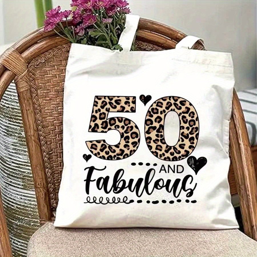 TEMU 1 Stylish 50-year-old With A Fabulous Tote Bag - Lightweight, Durable, Open Top, Fixed Shoulder Straps, Perfect For Daily , Shopping, Picnics,