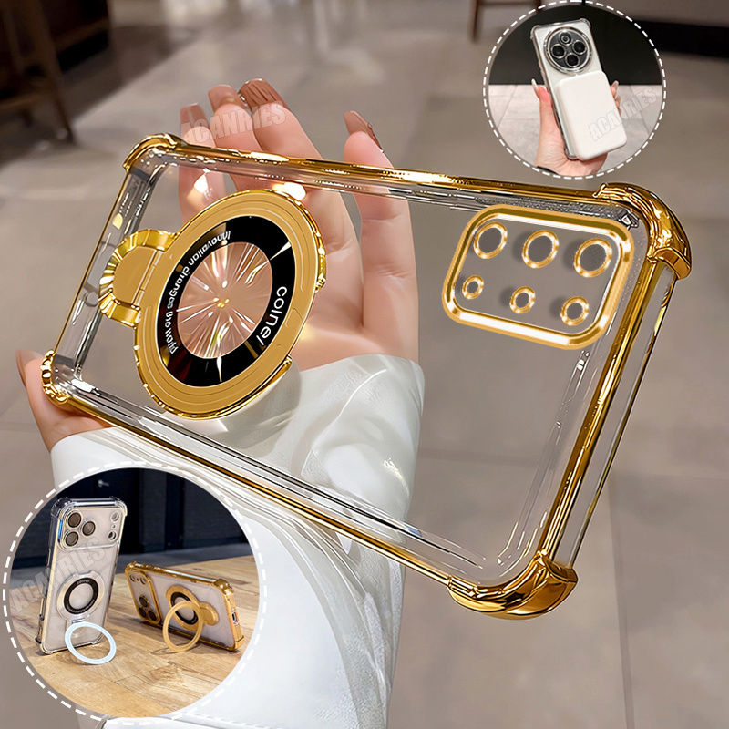 TEMU Phone Case: Acanries 1 Luxury Thin Ring Folding Stand Holder Bracket   1 Plating Clear Shockproof Protective Phone Case For For Galaxy S20 Plus/