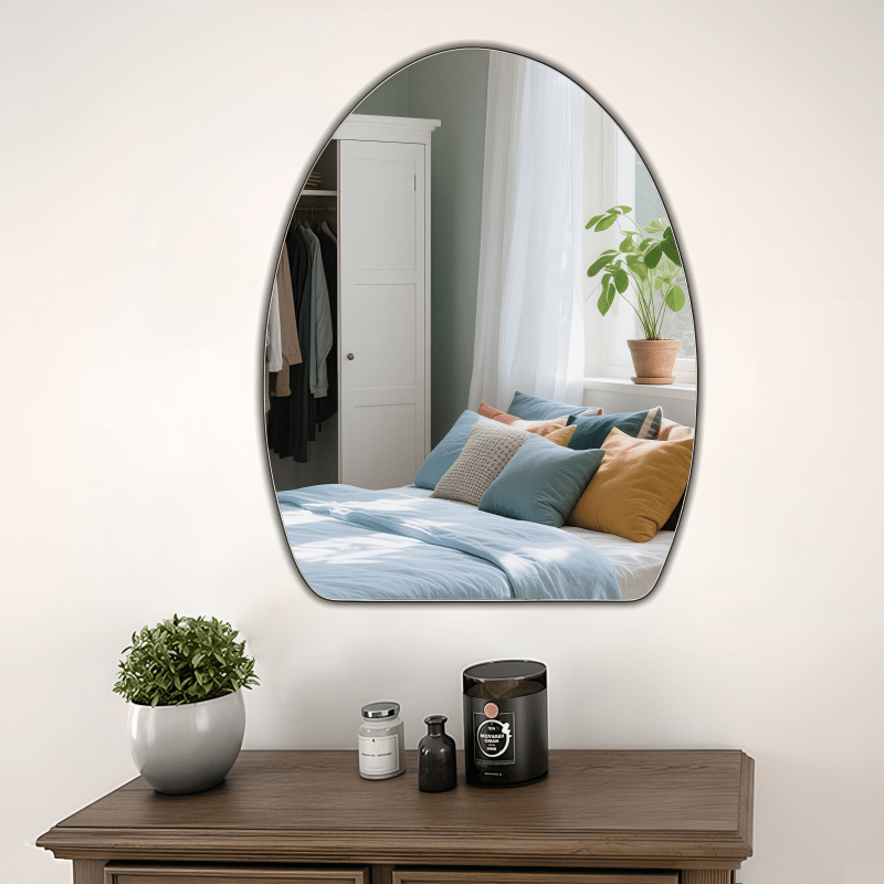 Modern Self-Adhesive Acrylic Oval Wall Mirror, Flexible Decor