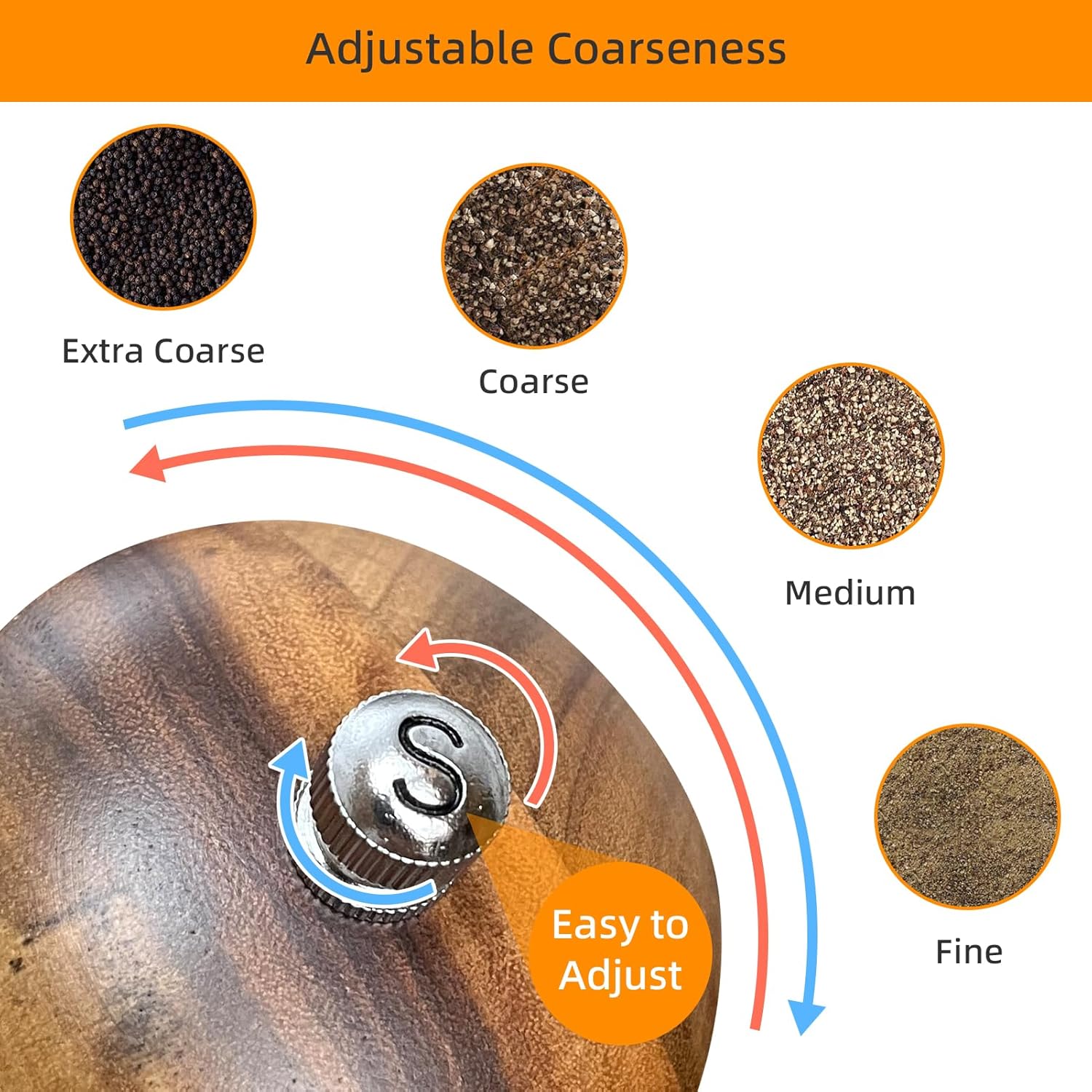 salt and pepper grinder set salt grinder refillable with wooden trays and spoon with adjustable salt and pepper mills for adjustable coarseness suitable for kitchens restaurants holiday gifts christmas gifts 4pcs Product details 2