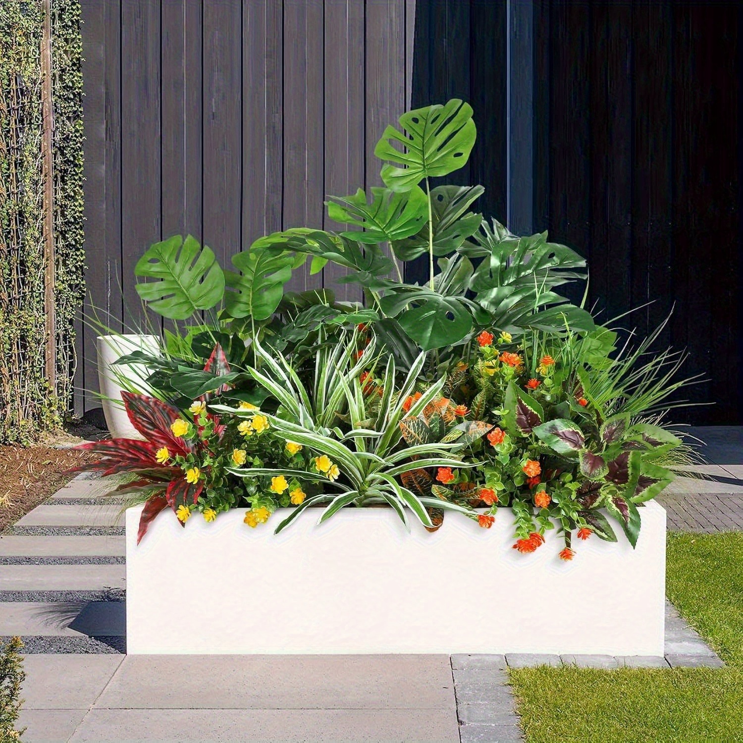 Image of 18 Outdoor Artificial Plants, Uv Resistant, Faux Green Stems, Fake Shrubs, Suitable For Indoor And Outdoor Hanging, Front , Courtyard Gardens, Window Boxes, Thanksgiving Home Decor
