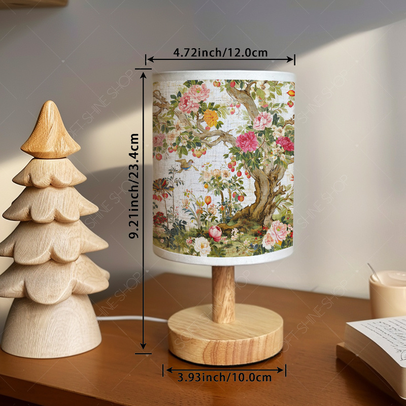 USB-Powered Print Table Lamp with Fabric Shade