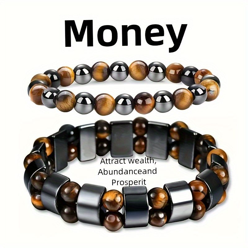 TEMU 2 bracelets de protection renforcée, abondance et pour - Bracelets main en d'yeux de tigre et en sélectionnée, pour de Noël
