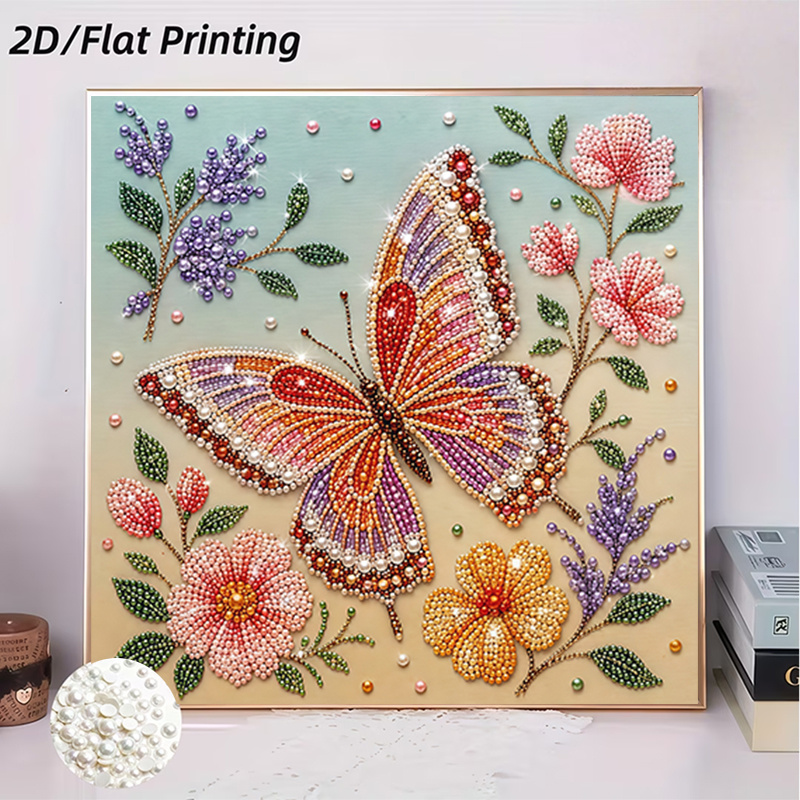 TEMU Diamond Painting - Painting, Floral , Frameless. This Pearl Painting Set Features Unique Acrylic Pearl Inlay For Home Wall Decoration Art