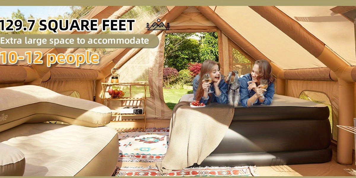 classic inflatable camping tent for 6 10 person 4 season blow up tent with mesh windows pumps Product details 1