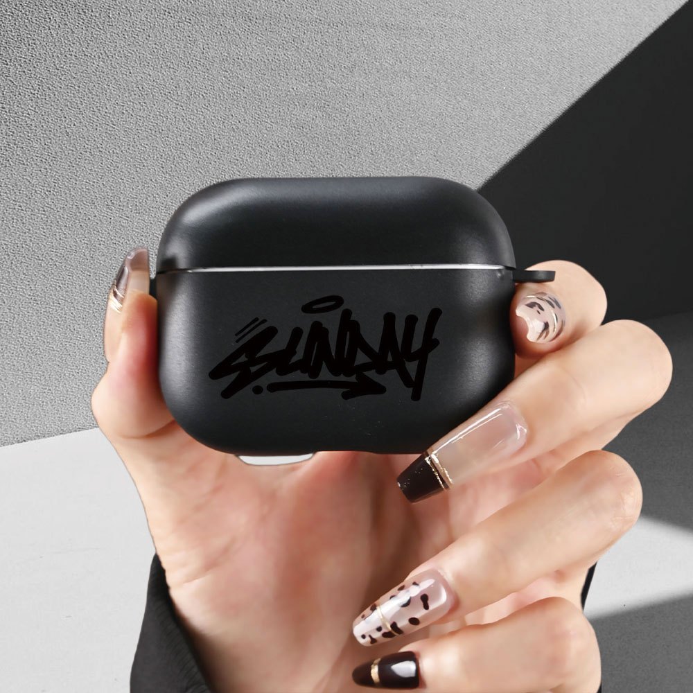 TEMU Trendy Graffiti Black Headphone Case - Creative And Stylish Design Compatible With , Airpods 3, Airpods 4, Airpods Pro 2, And Airpods Pro. For