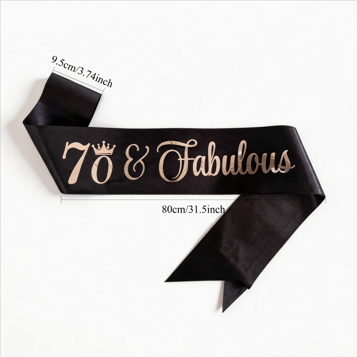 TEMU 1pc 70th And Fabulous Crown Champagne Black Satin Sash, 70th Birthday Photo Prop Gift
